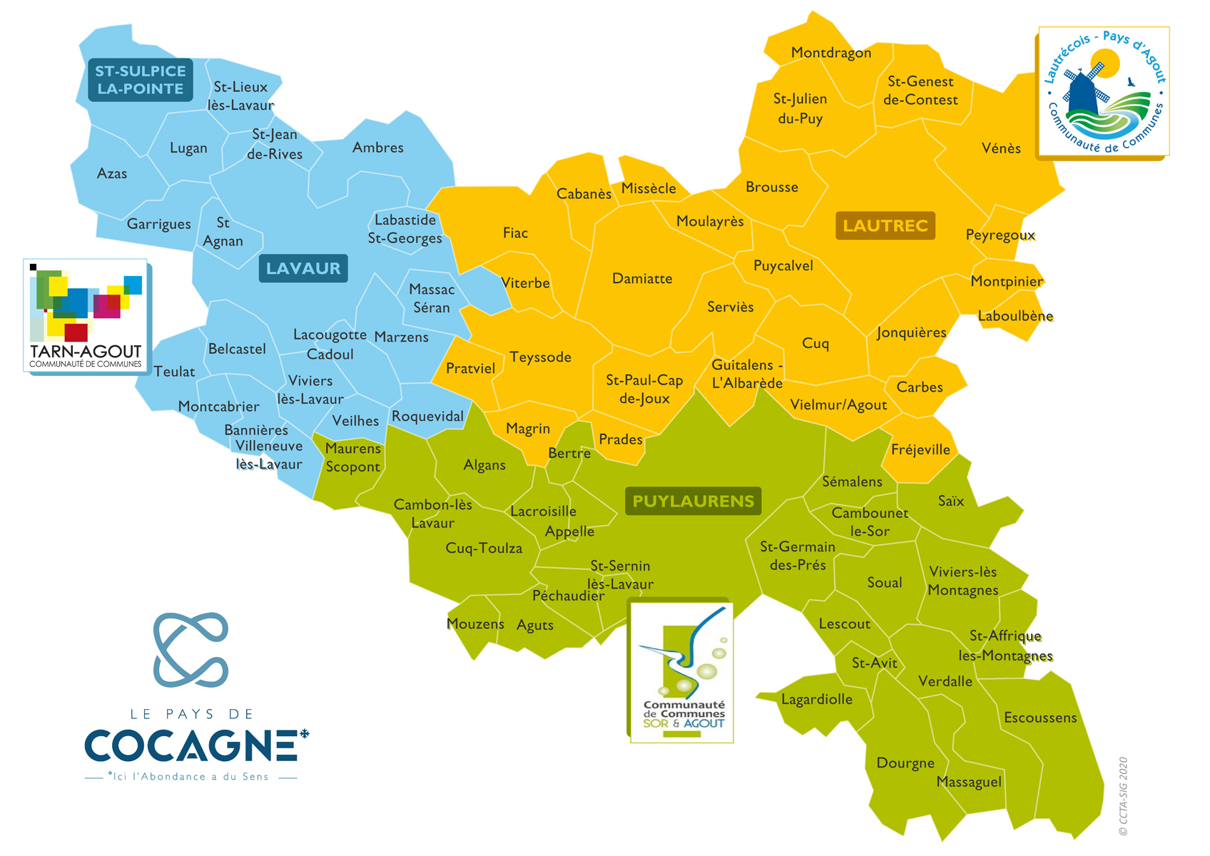 Carte du Pays de Cocagne / CCLPA 2020