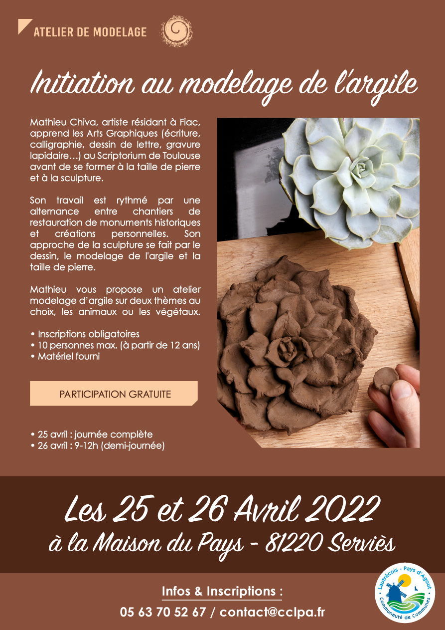Atelier de modelage de l'argile avec Mathieu Chiva à Serviès