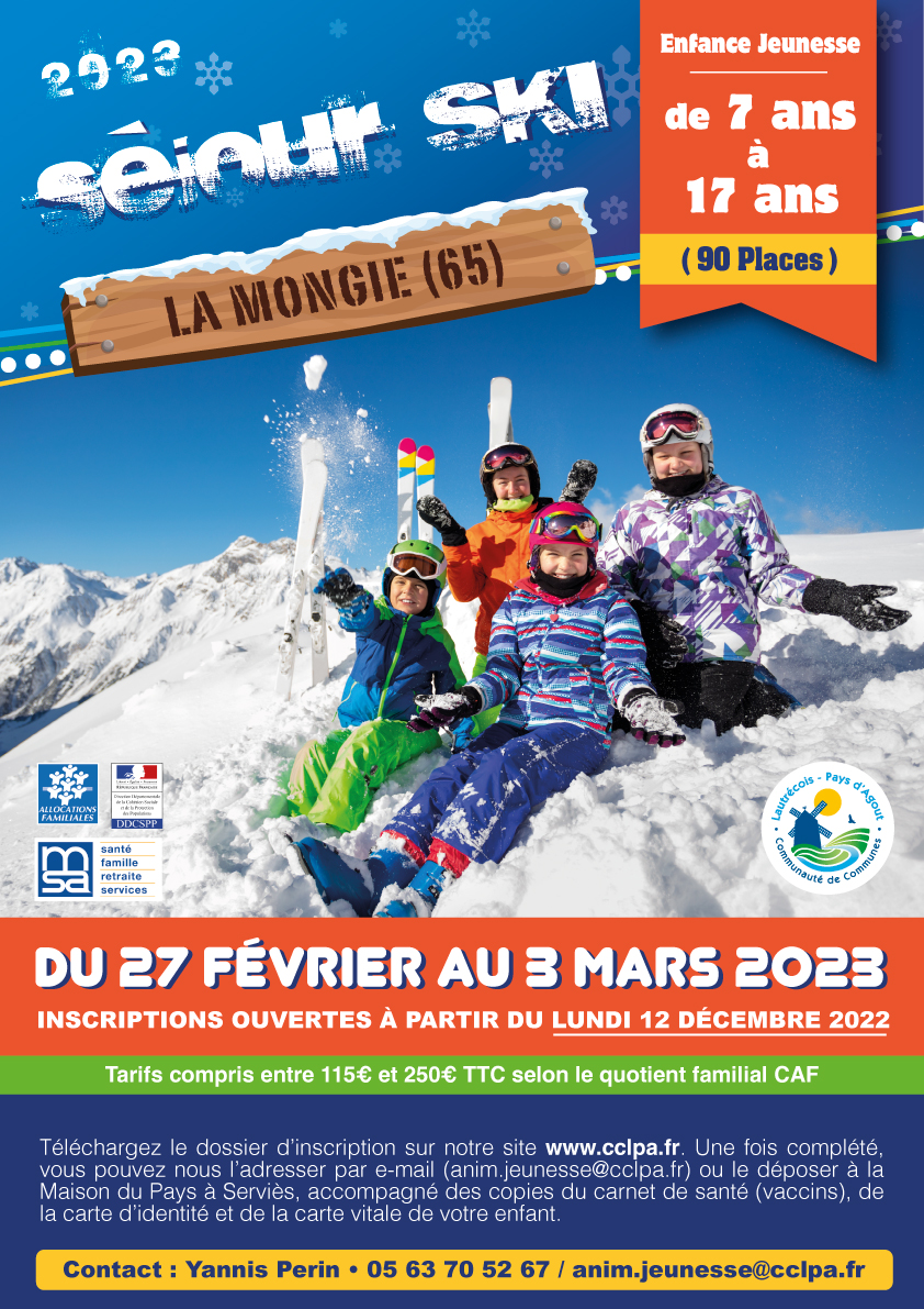 Séjour Ski 2023 - 90 jeunes partiront à La Mongie dans les PO (65).