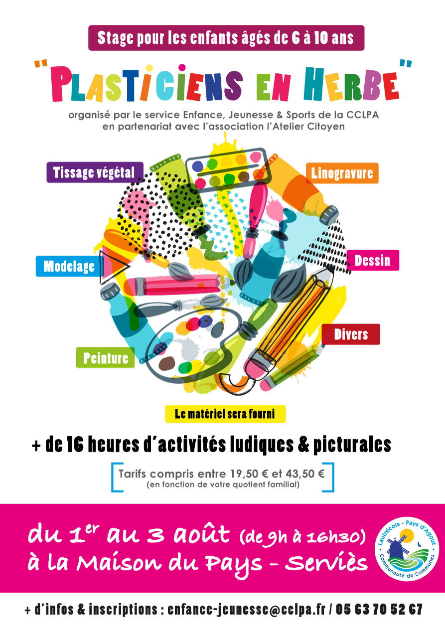 Stage "Plasticiens en Herbe" - du 1er au 3 août à la Maison du Pays