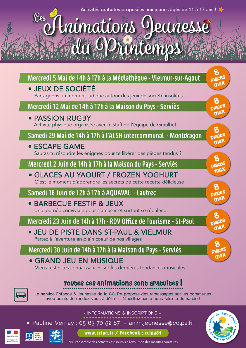 Les Animations Jeunesse du Printemps 2021